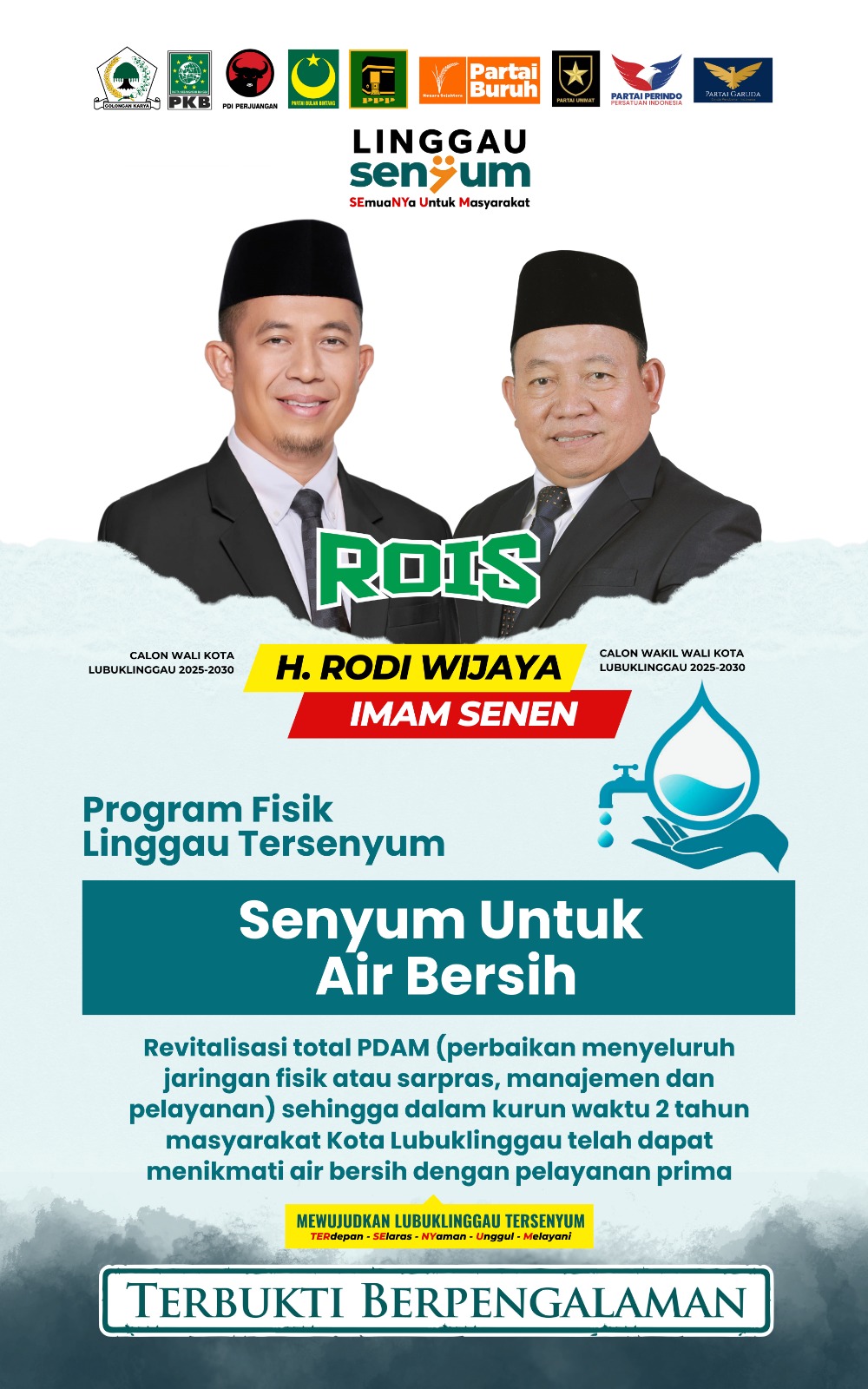 Pasangan Rodi Wijaya dan Imam Senen sosialisasikan Program Senyum untuk Air Bersih.