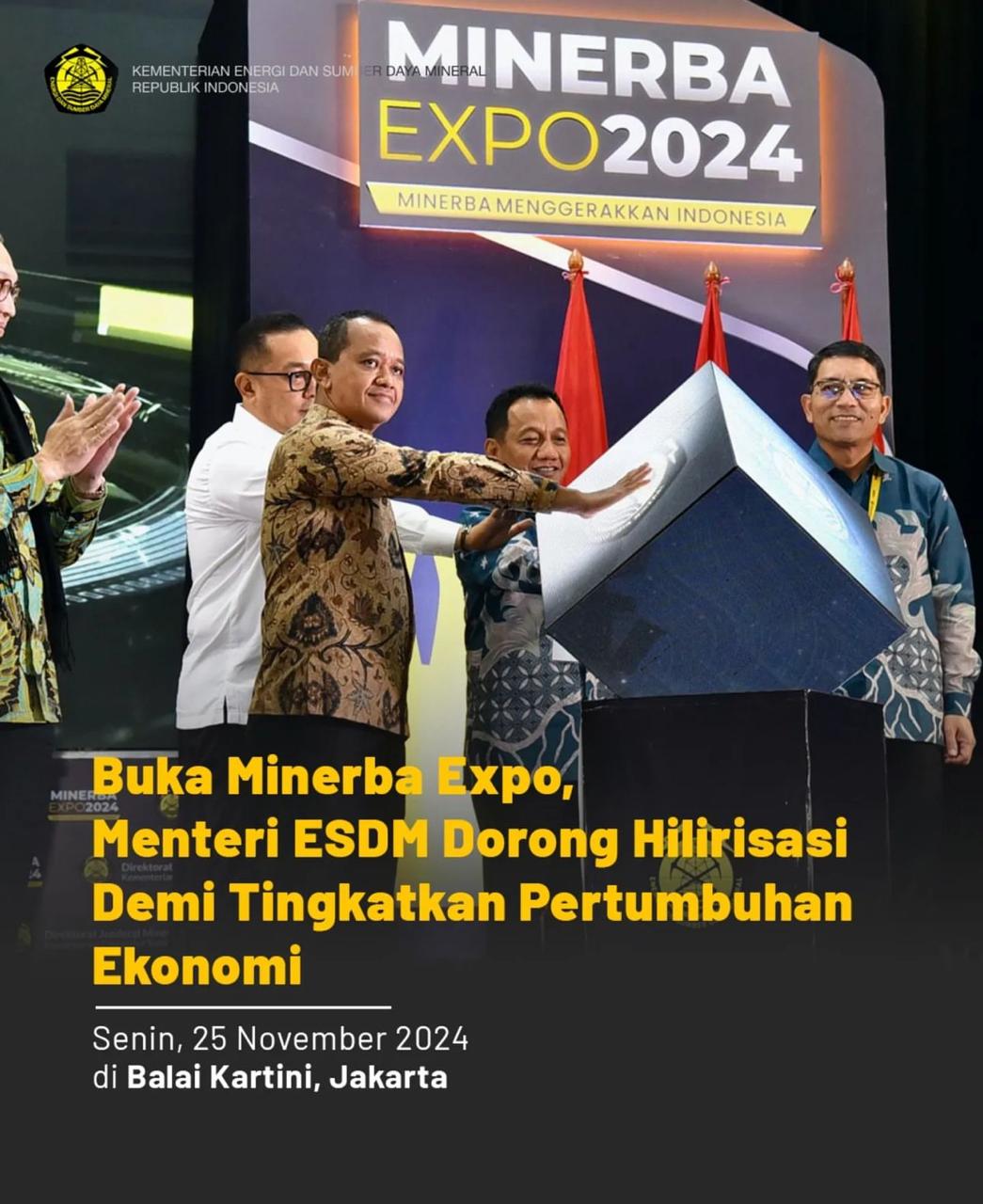 Menteri ESDM Bahlil Lahadalia membuka Minerba Expo 2024