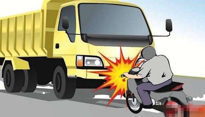 Ilustrasi tabrakan pemotor dengan truk