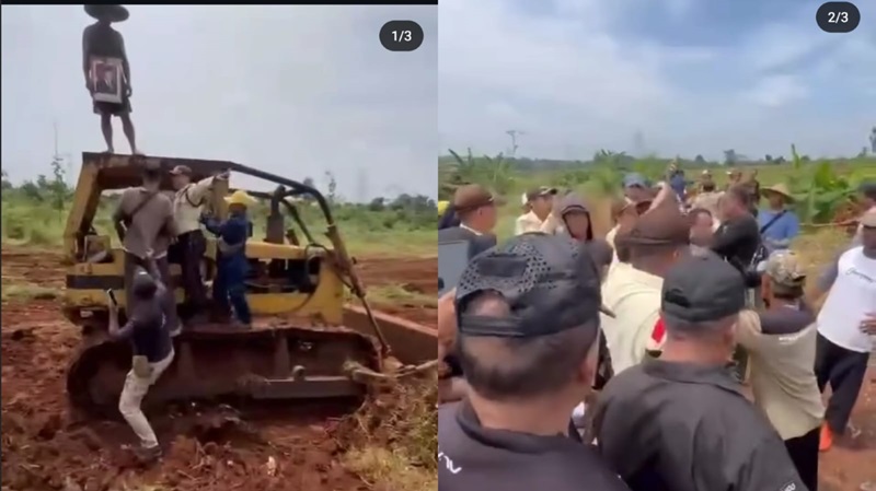 Warga Deswa Iwul, Bogor terlibat bentrok dengan Pengembang Perumahan. Foto: Instagram Infoparungbogor