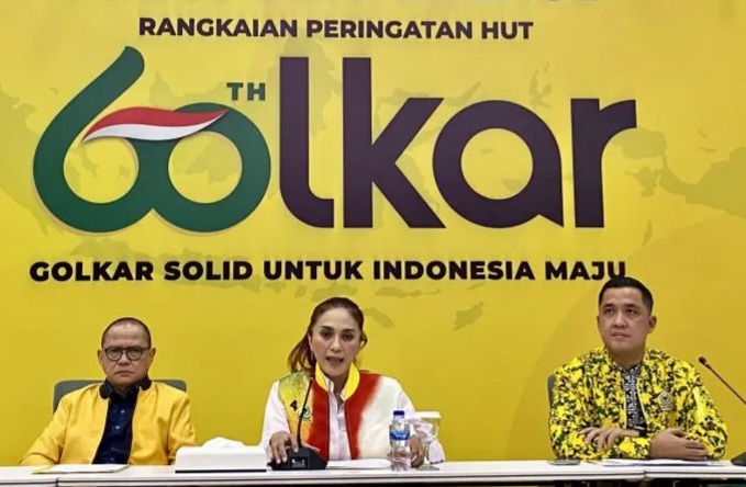 Bendahara Umum Partai Golkar sekaligus Ketua Panitia HUT ke 60 Partai Golkar Sari Yuliati. (Foto: Antara)