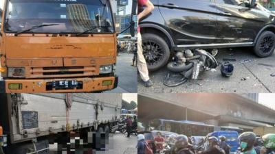 Polisi tahan sopir truk yang terlibat tabrakan beruntun di Slipi, Selasa, pagi.