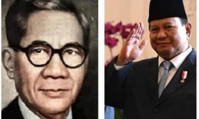 RM Margono Djojohadikusumo dan Presiden Prabowo Subianto. Foto Kolase X/BNI/Dokumen Antara