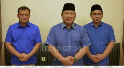 Tangkapan layar video dukungan Prabowo kepada pasangan Calon Gubernur-Cawagub Jawa Tengah Ahmad Luthfi dan Taj Yasin Maimoen.